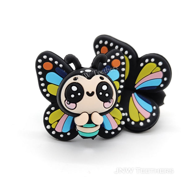 Rainbow 3D butterfly silicone focal beads