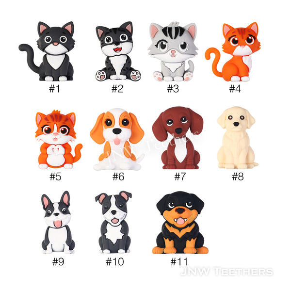 3D cat  dog silicone focal beads.