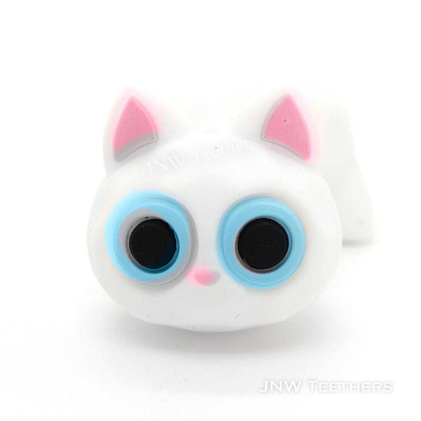 3D cat head silicone focal beads white