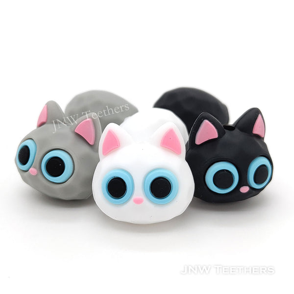 3D cat head silicone focal beads