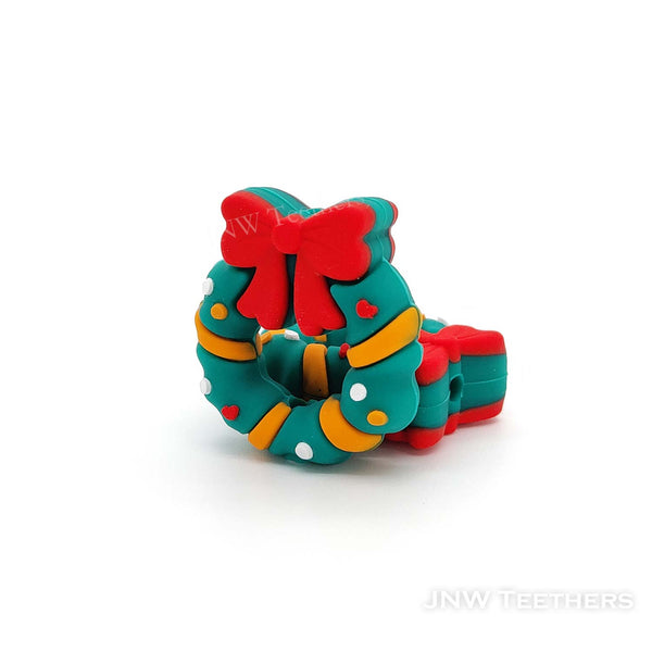 3D Christmas bell wreath silicone focal beads