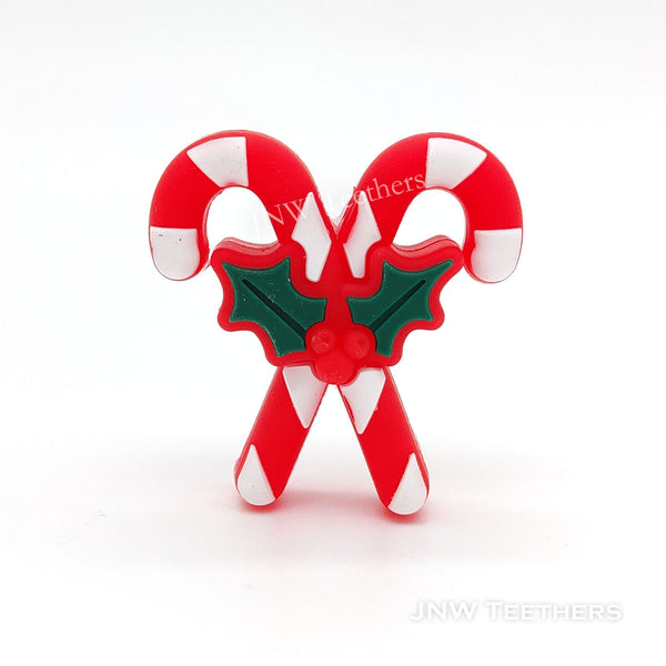 3D Christmas candy cane silicone focal beads