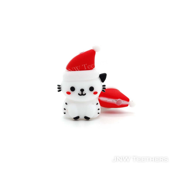 3D Christmas cat silicone focal beads