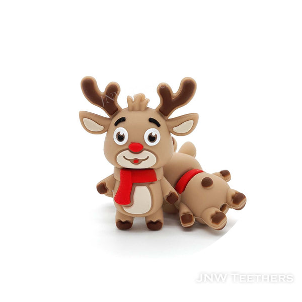 3D Moose in Red Scarf silicone focal beads