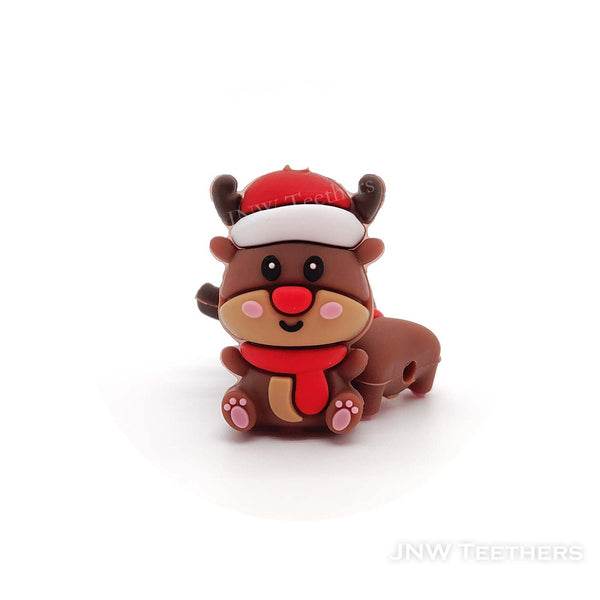 3D Christmas reindeer silicone focal beads
