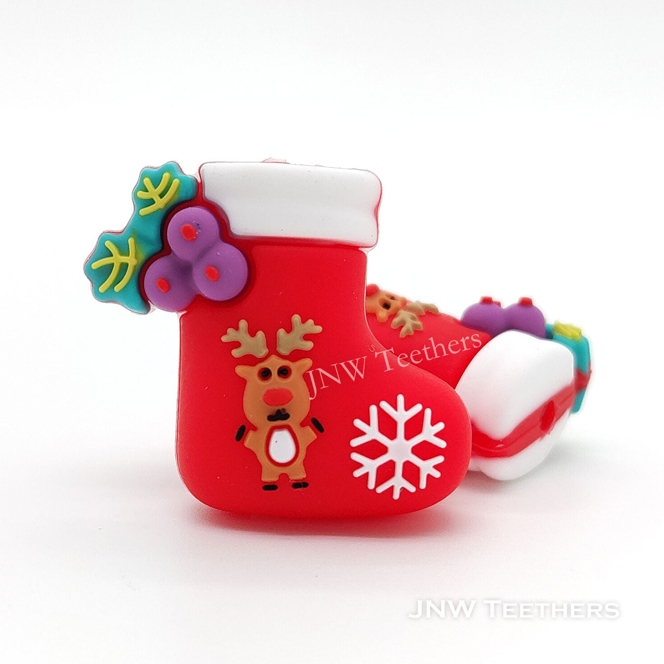 3D Christmas socks silicone focal beads