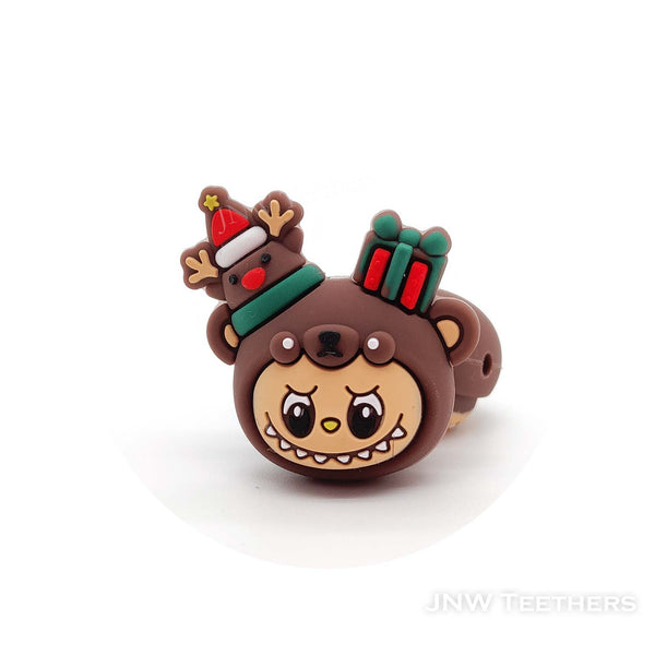 3D Christmas style Labubu silicone focal beads