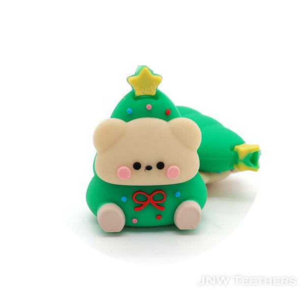 3D Christmas tree bear silicone focal beads
