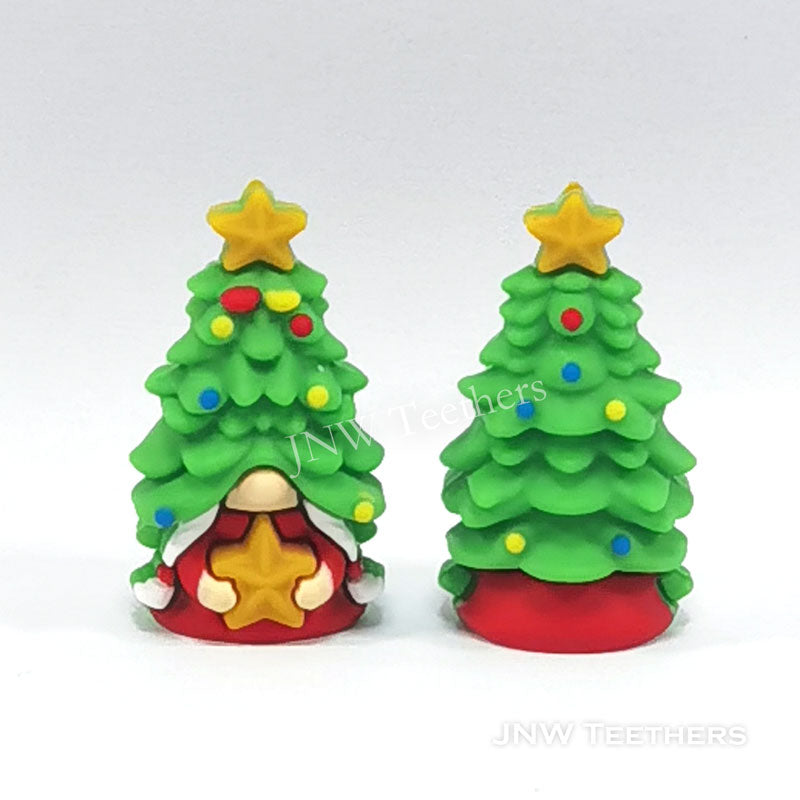 3D Christmas tree gnome silicone focal bead