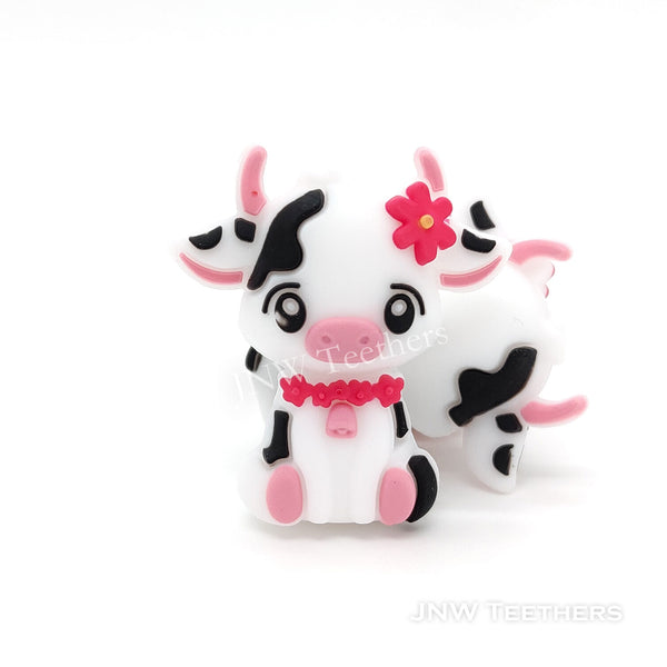 3D cow silicone focal beads