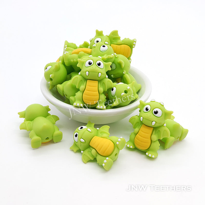 3D dragon silicone focal beads chartreuse