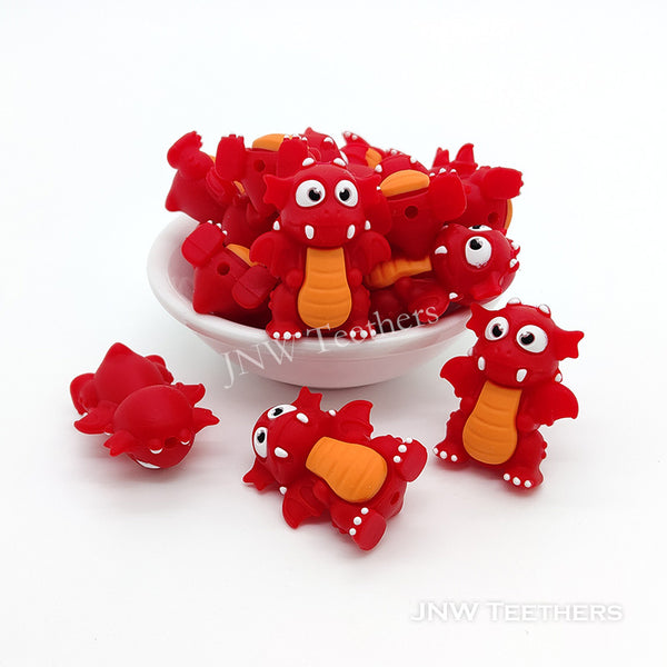 3D Dragon silicone focal beads red