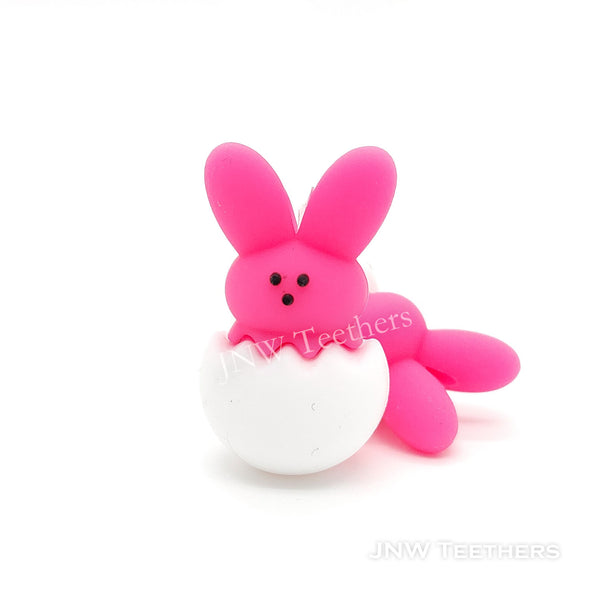3D Easter new born bunny silicone focal beads fuchsia