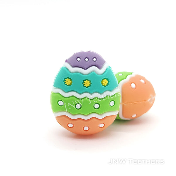 3D Easter eggs silicone focal beads blue