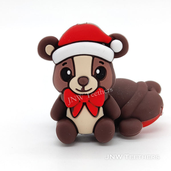 3D Christmas bear silicone focal beads