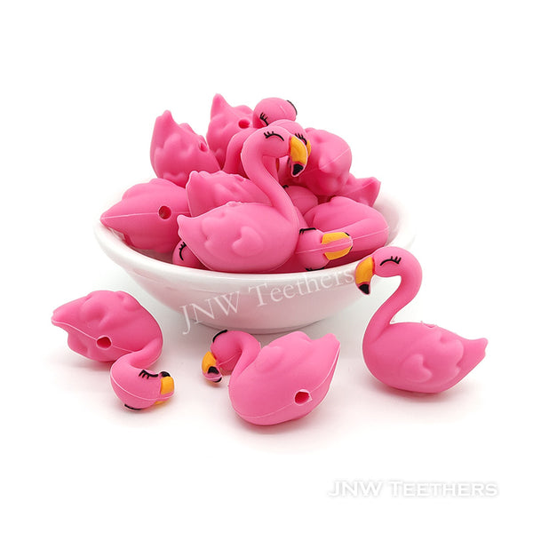 3D Pink Flamingo Silicone Focal Bead