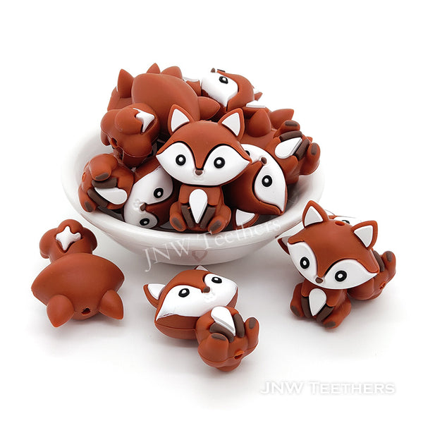 3D fox silicone focal beads maroon