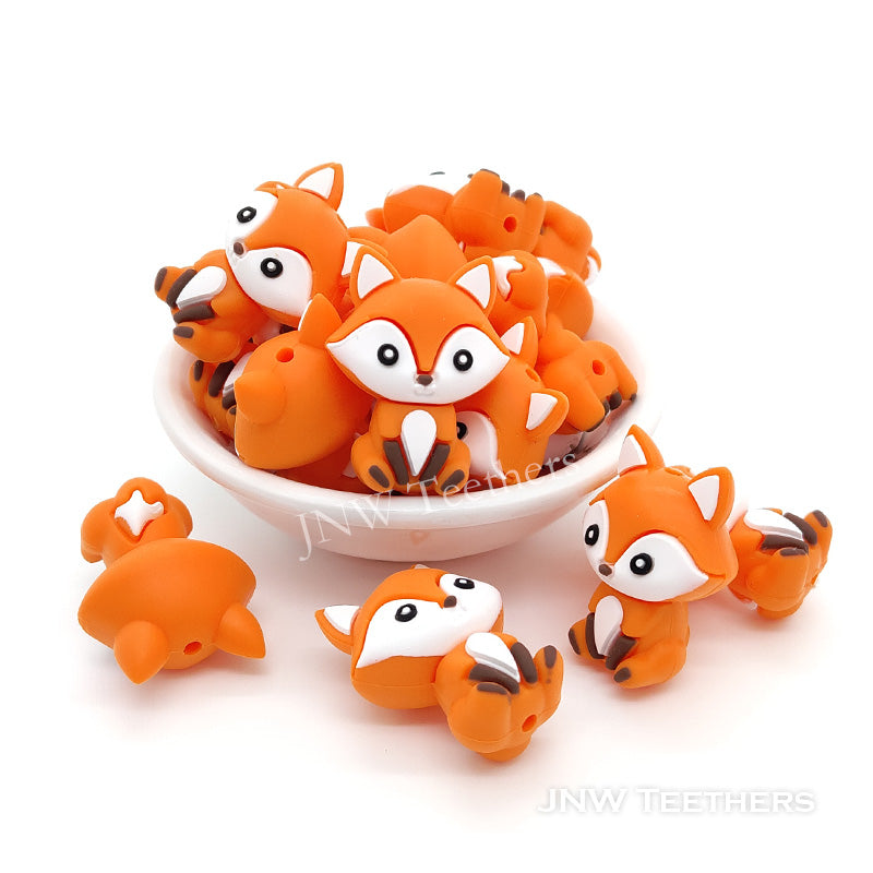 3D fox silicone focal beads orange