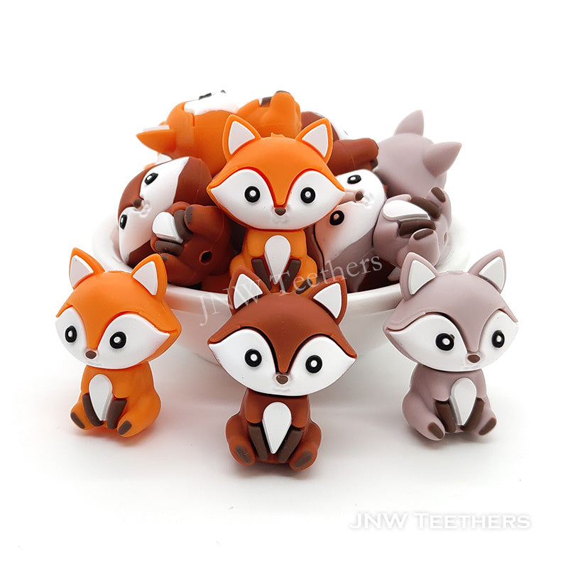 3D fox silicone focal beads