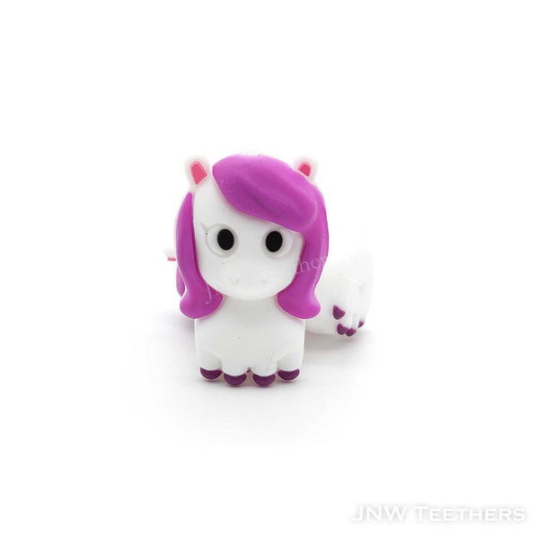 3D Fuchsia Unicorn focal silicone beads