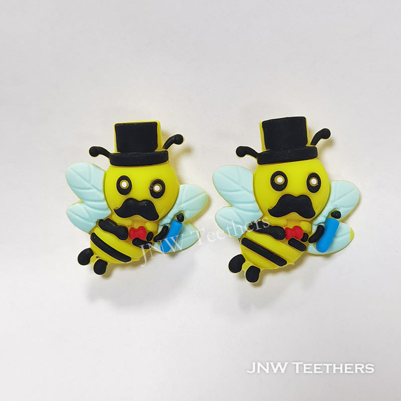 3D gentlemen honey bee silicone focal beads