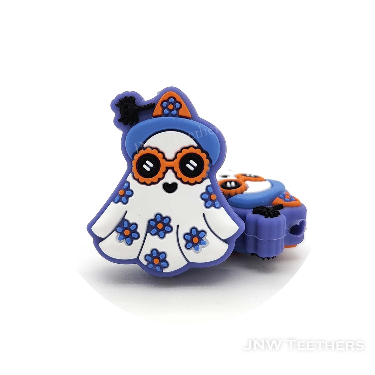 3D ghost with glasses silicone focal beads