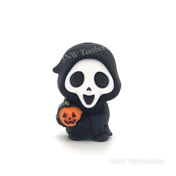 3D Ghostface with pumpkin bucket silicone focal beads