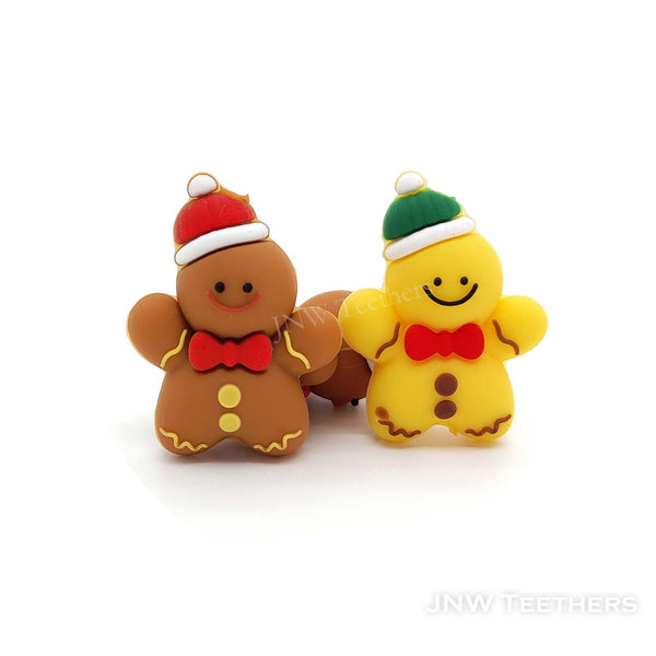 3D gingerbread man silicone focal beads