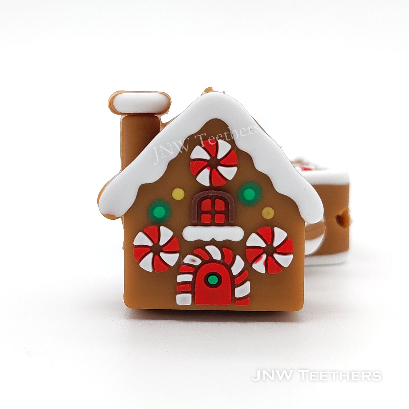 3D gingerbread house silicone focal beads