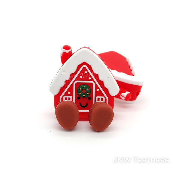 3D Gingerbread House silicone focal beads