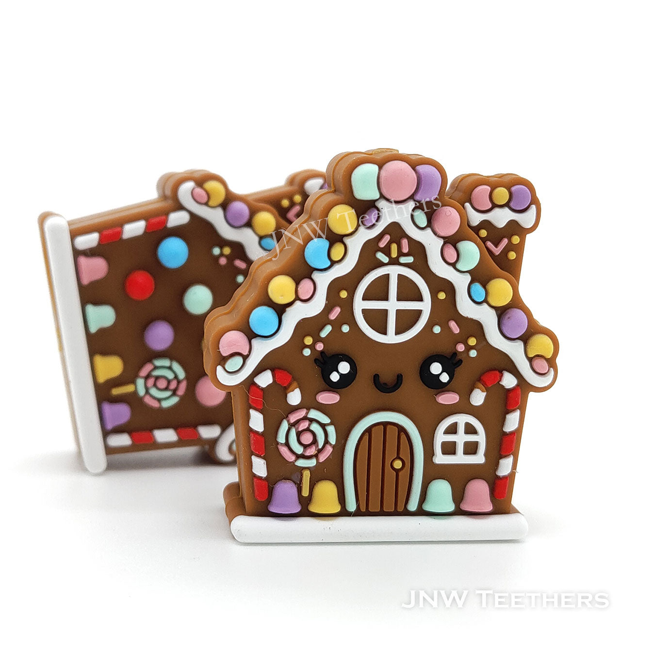 3D Christmas gingerbread house silicone focal beads