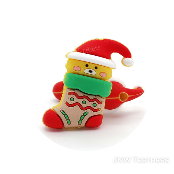 3D gingerbread man socks silicone focal beads