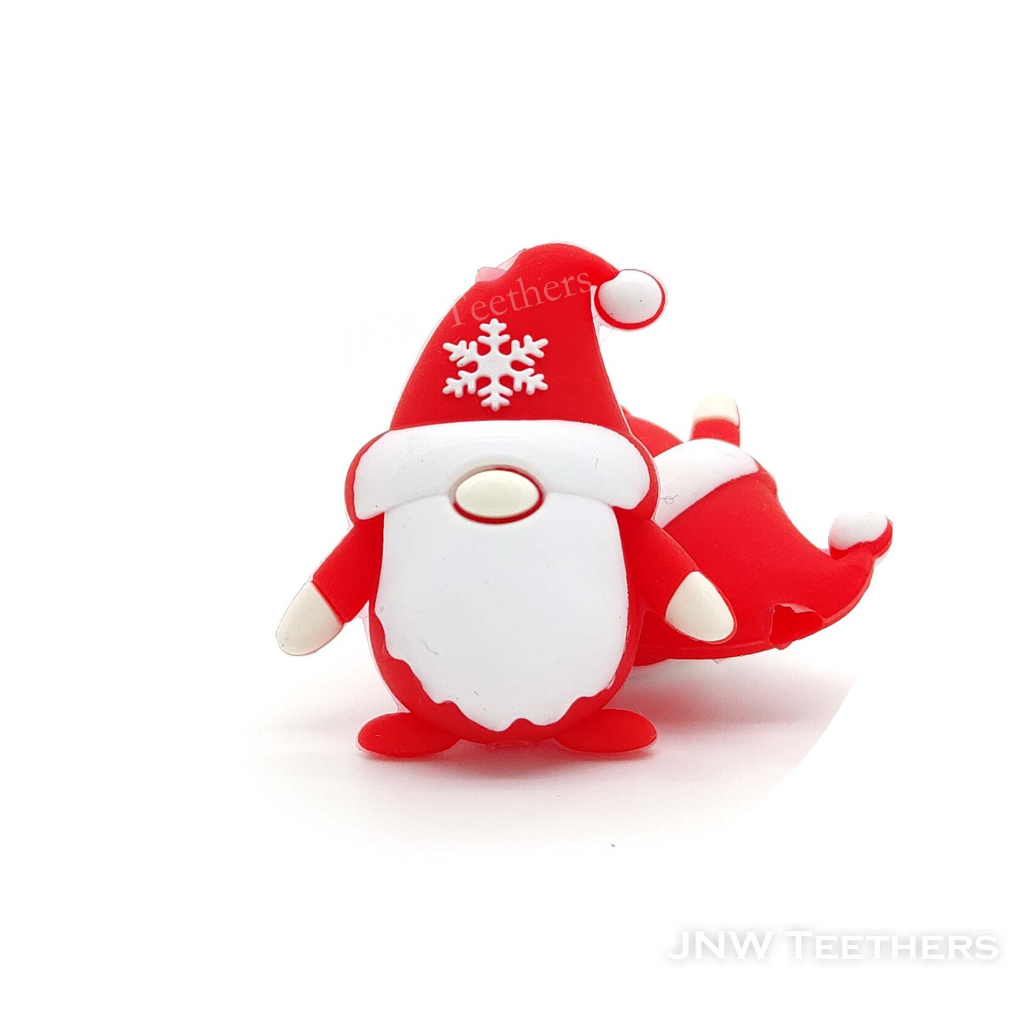 3D Gnome in red hat silicone focal beads