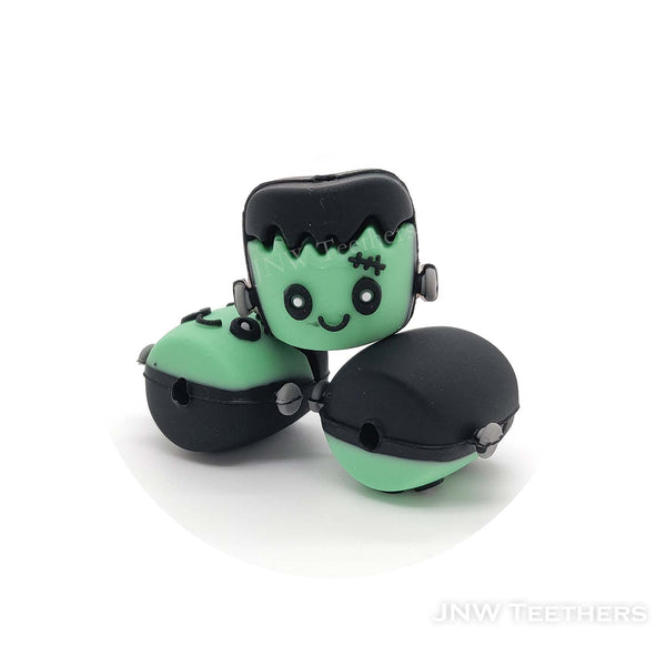 3D Green Frankie head silicone focal beads