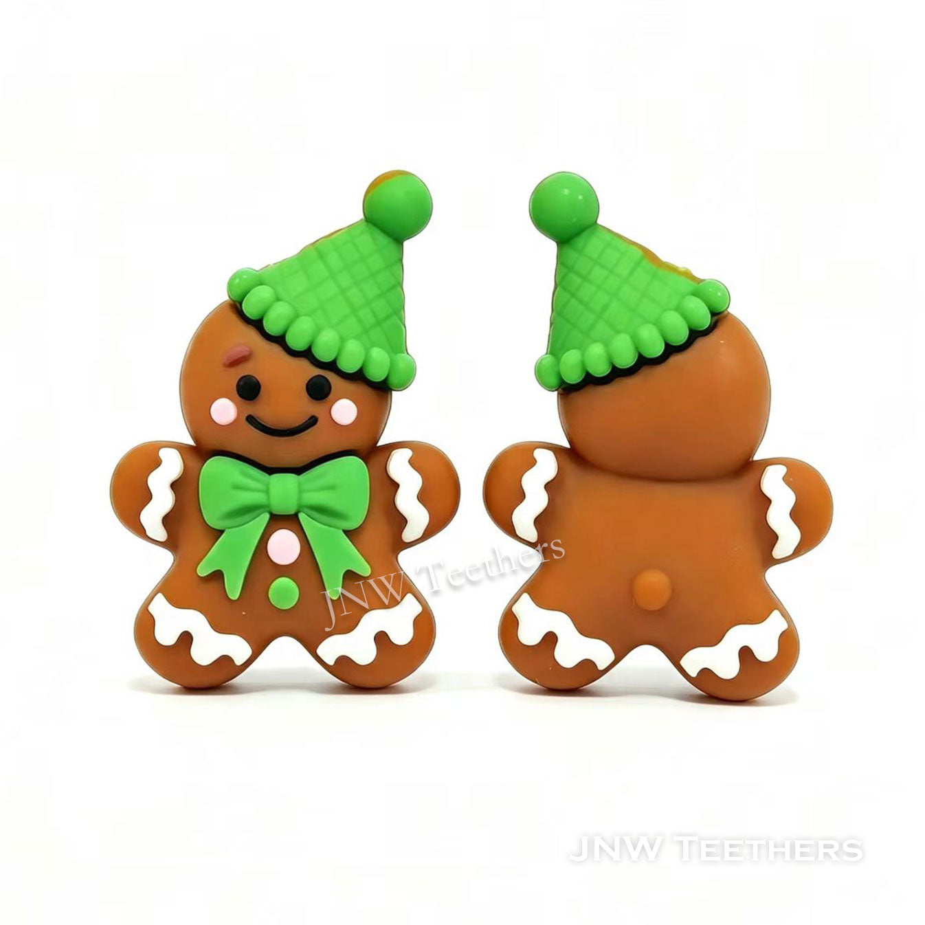 3D gingerbread man silicone focal beads