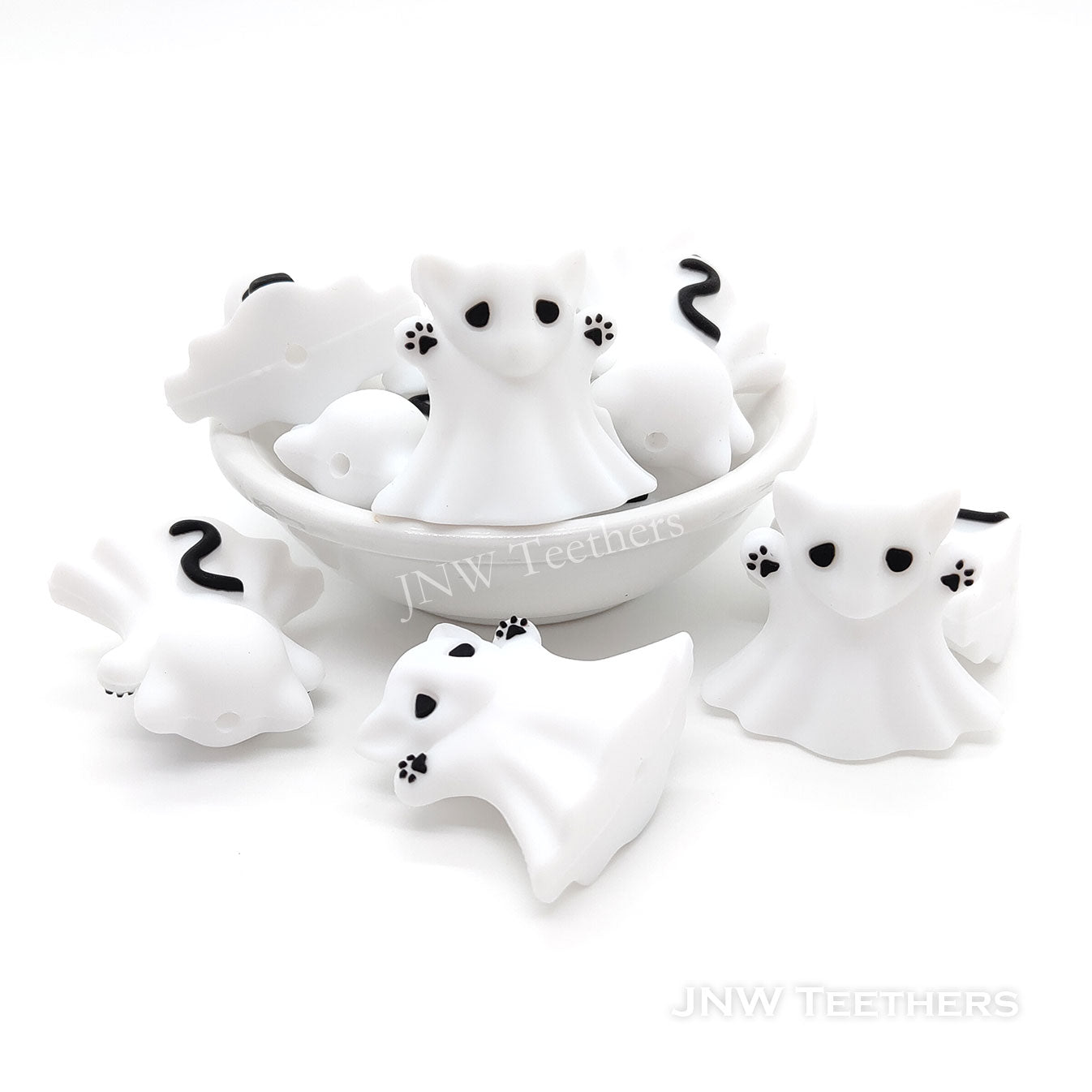 3D Halloween ghost cat silicone focal beads