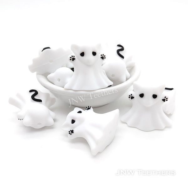 3D Halloween ghost cat silicone focal beads
