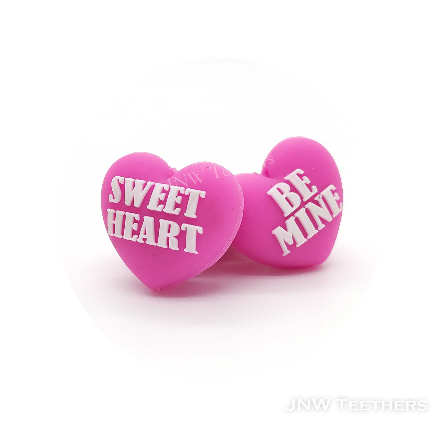 3D heart be mine silicone focal beads pink