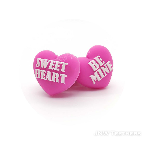3D heart be mine silicone focal beads pink
