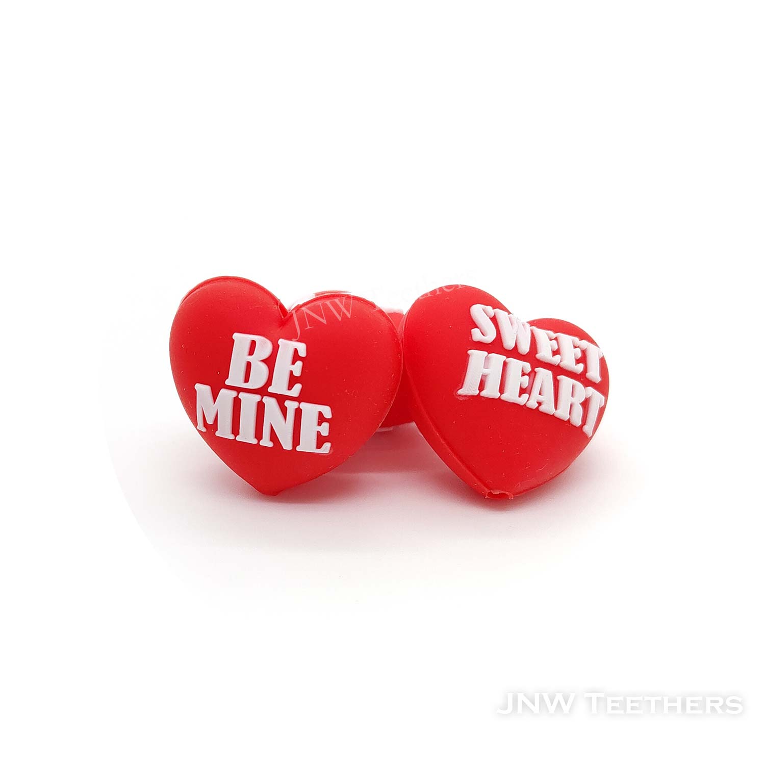 3D heart sweet heart silicone focal beads red