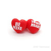 3D heart sweet heart silicone focal beads red