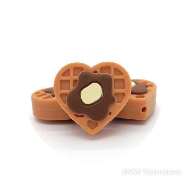3D heart shape Waffles silicone focal beads