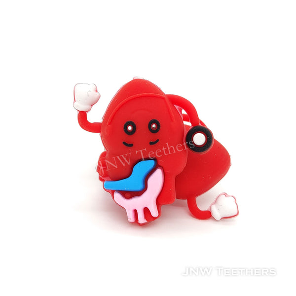 3D heart silicone focal beads