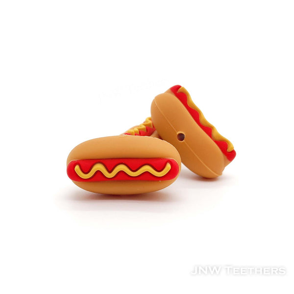 3D hot dog silicone focal beads