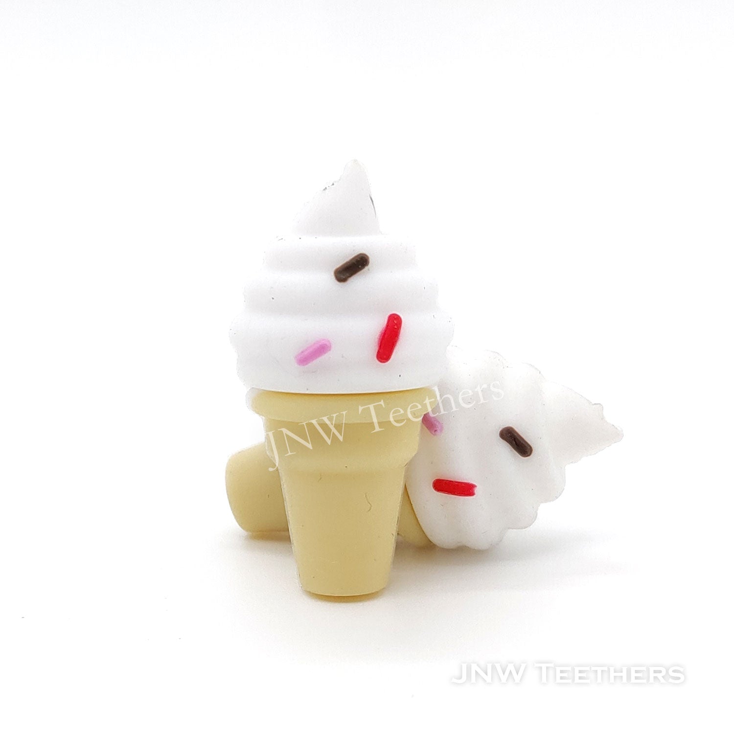 3D Ice cream cone silicone focal beads beige