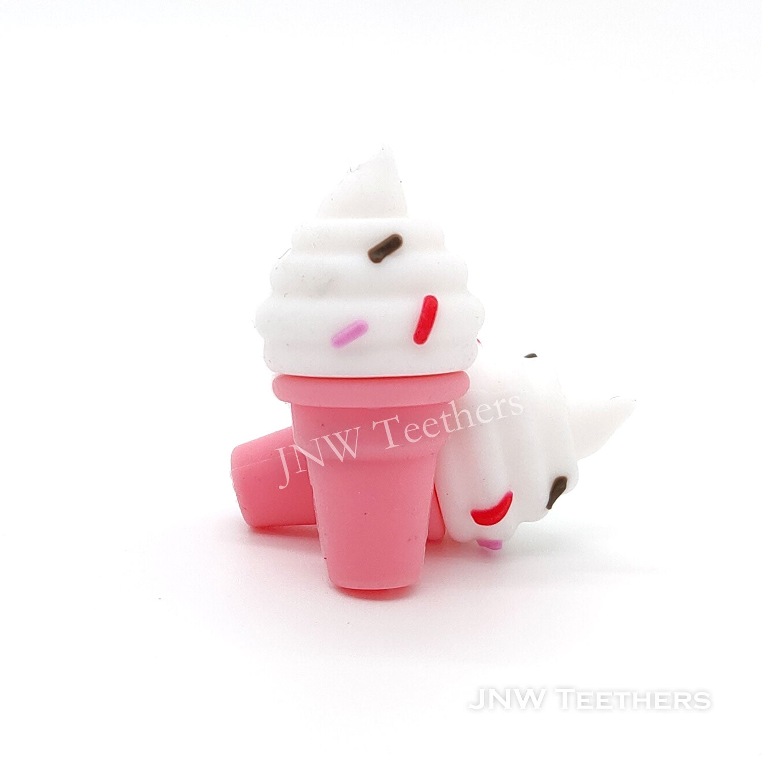 3D Ice cream cone silicone focal beads pink