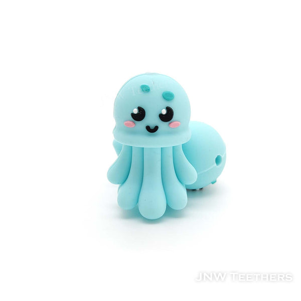 3D baby blue jellyfish silicone focal beads