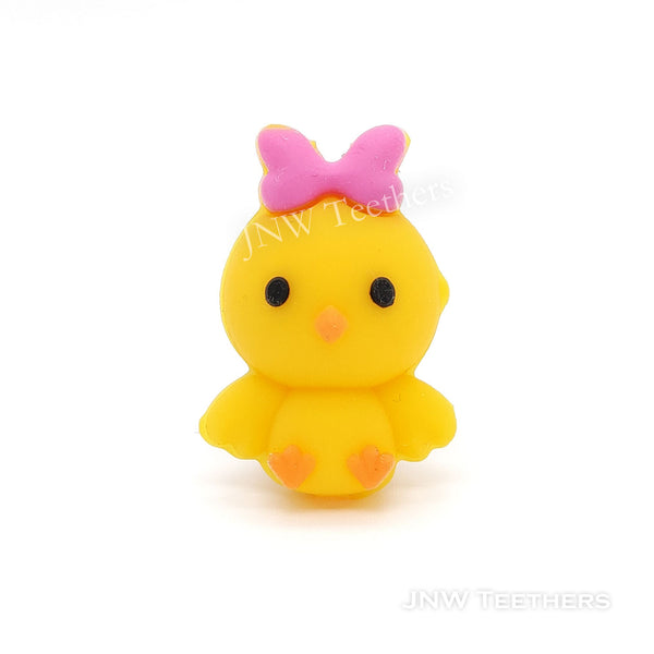 3D Bowknot chicken silicone focal beads