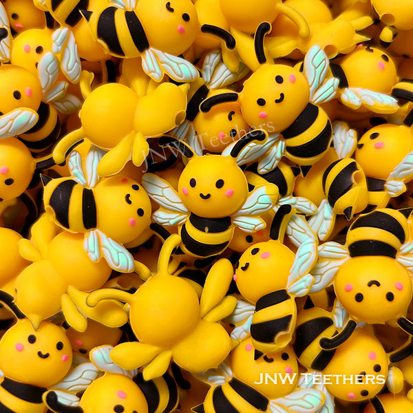 3D lovely honeybee silicone focal beads