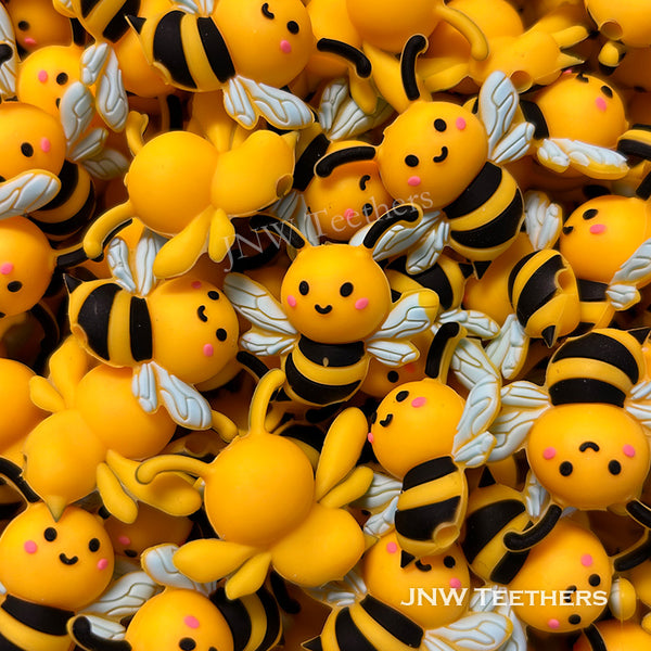 3D lovely honeybee silicone focal beads